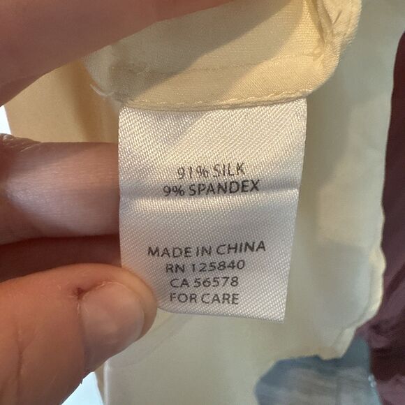 Intermix Silk Button Down Blouse Size 2 Ivory Ecru Small Flaws - Picture 11 of 12